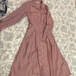 Free Assembly Red & White Striped Button-Up dress